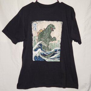 🔴SOLD🔴Godzilla Great Wave Graphic Tee Black Size L
